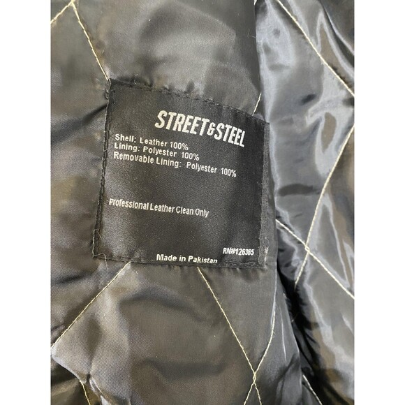 Street & Steel Leather Jacket Mens 2XL Motorcycle Biker Quilted Liner Armor - Picture 14 of 15